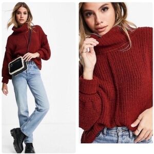 FREE People Be Yours Cowl Neck Sweet Cranberry cropped Pullover Jumper Sweater